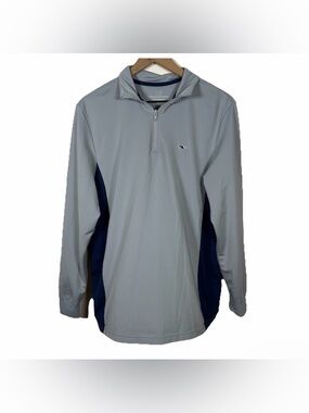 Vineyard Vines Performance Men’s Quarter Zip Sweatshirt Size S Gray Blue Golf